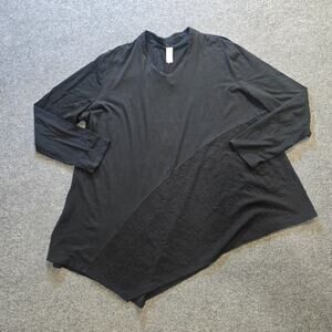 Chalet Et Ceci Top Women Size 2X Black Tunic Textured Long Sleeve Casual Capsule